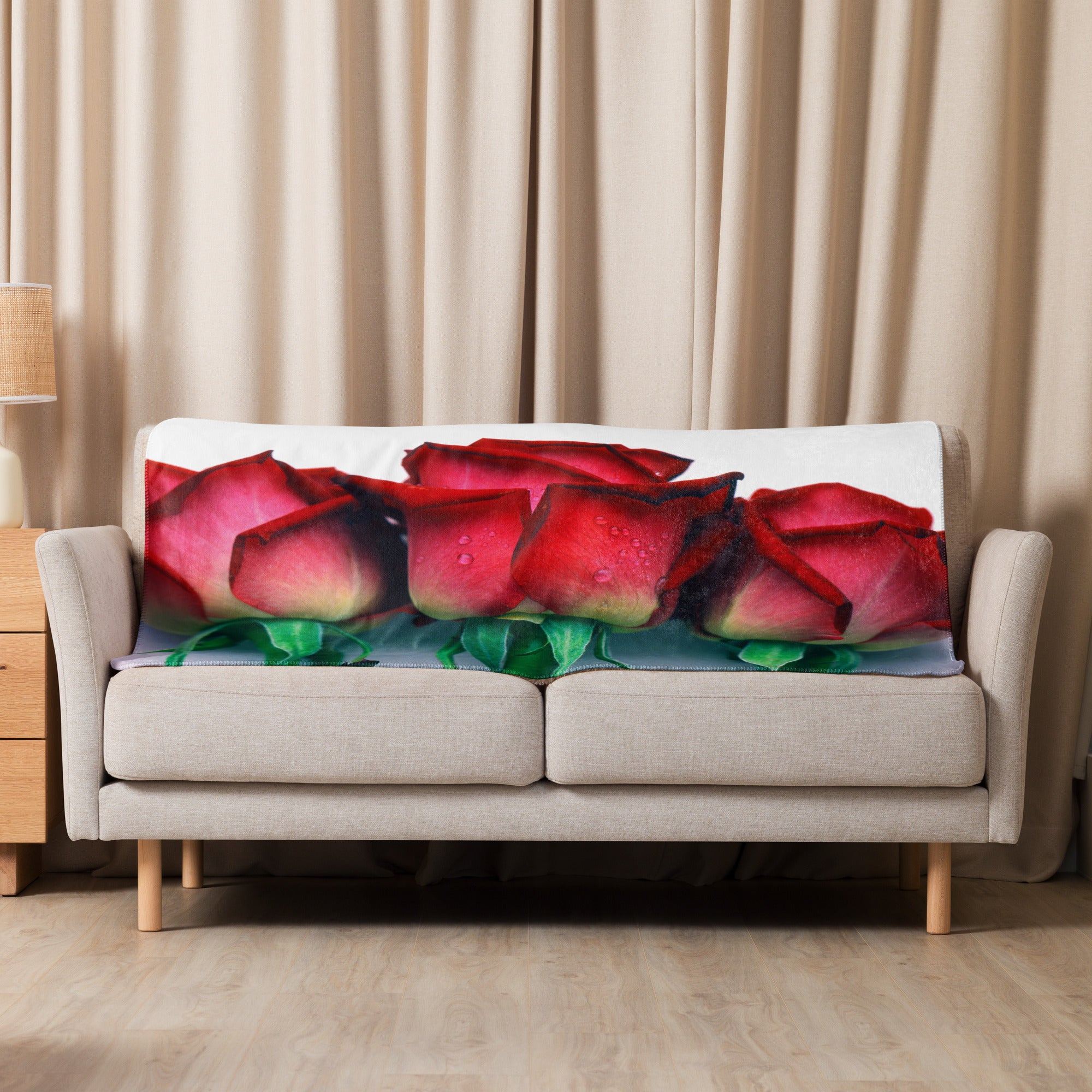 Sherpa-Decke 3 rote Rosen