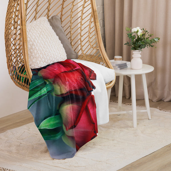 Sherpa-Decke 3 rote Rosen