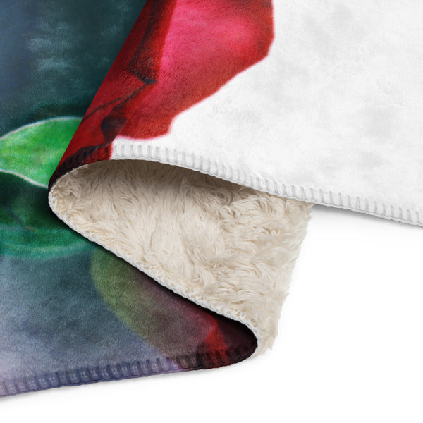Sherpa-Decke 3 rote Rosen
