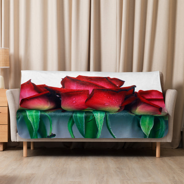 Sherpa-Decke 3 rote Rosen