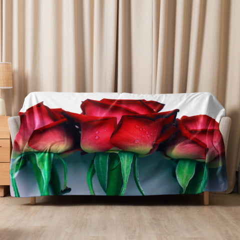 Sherpa-Decke 3 rote Rosen